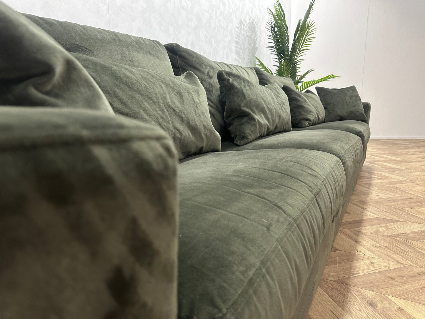 Groene Velvet 3-Zits Bank ~ Nieuwstaat