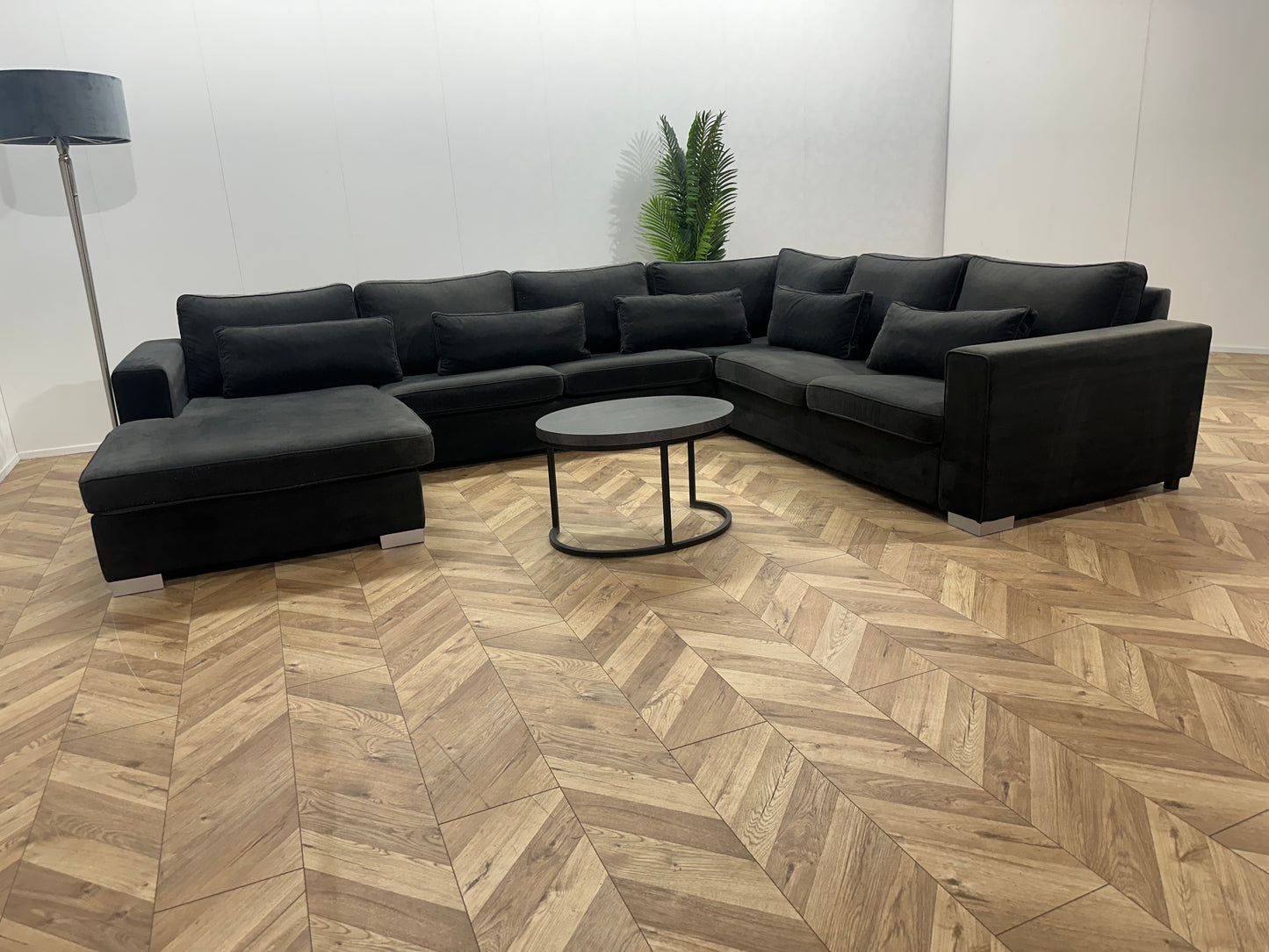 Antraciet Velvet U Bank ~ Losse Kussens Met Afneembare Hoezen