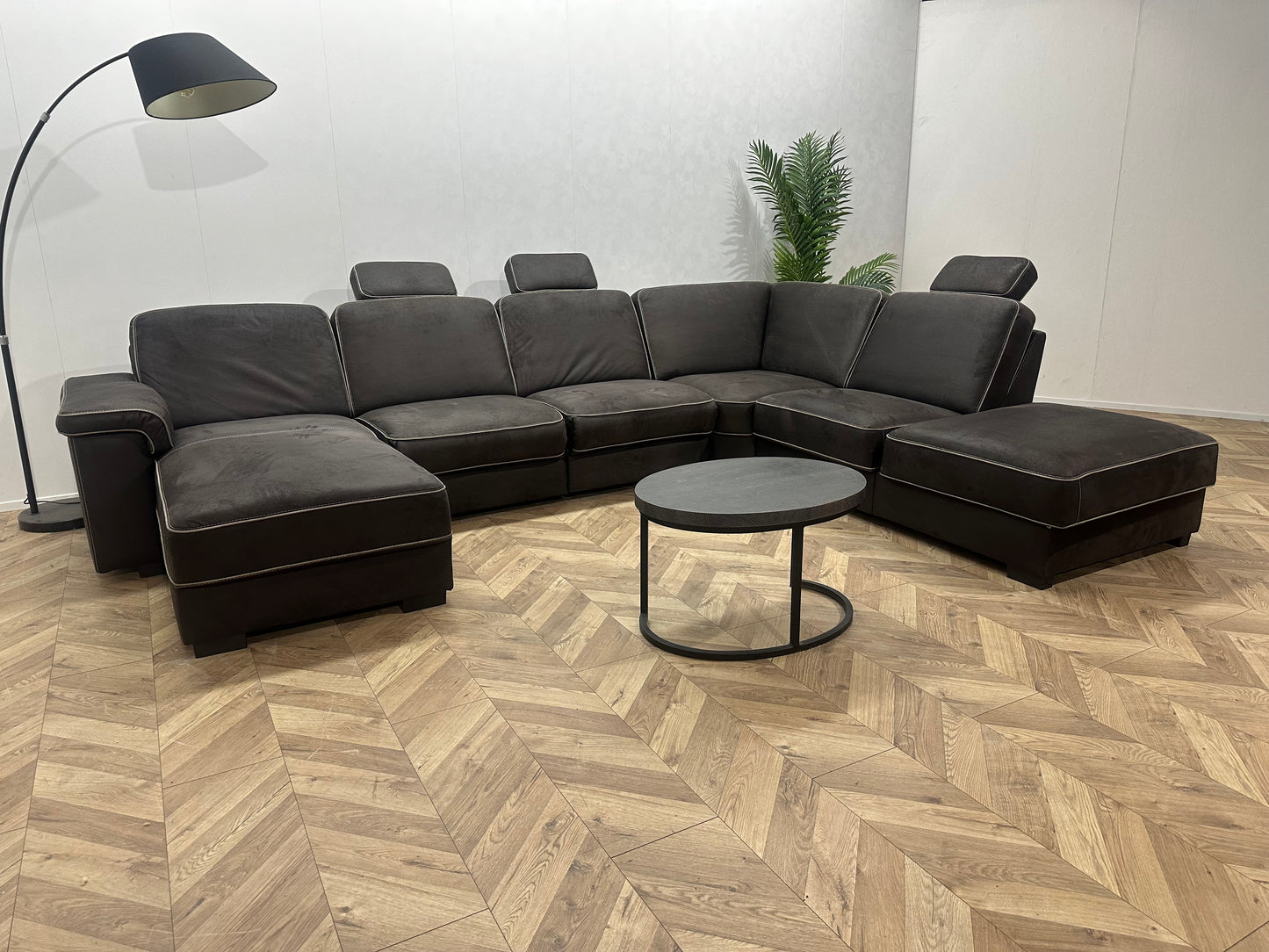 H&H Antraciet Suède Stoffen U Bank ~ Opbergruimte