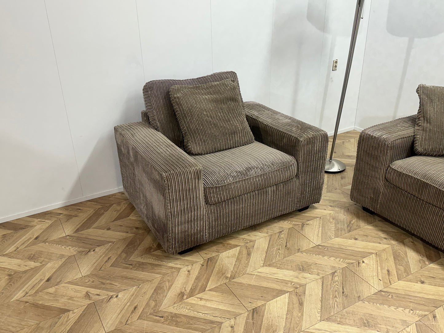 PuraVida Beige Ribstof Banken Set ~ Losse Kussens Met Afneembare Hoezen