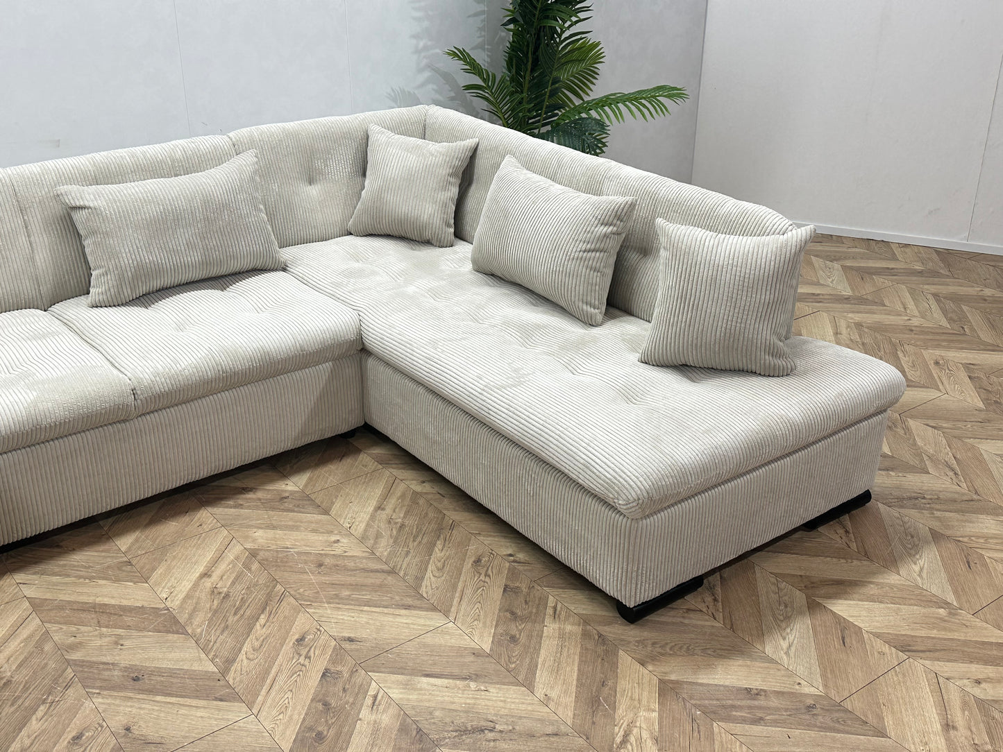 !Showroommodel! Witte/Crème Ribstof U Bank