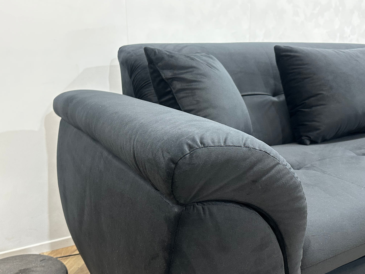 !Showroommodel! Zwart Velvet Hoekbank ~ Opbergruimte ~ Slaapfunctie