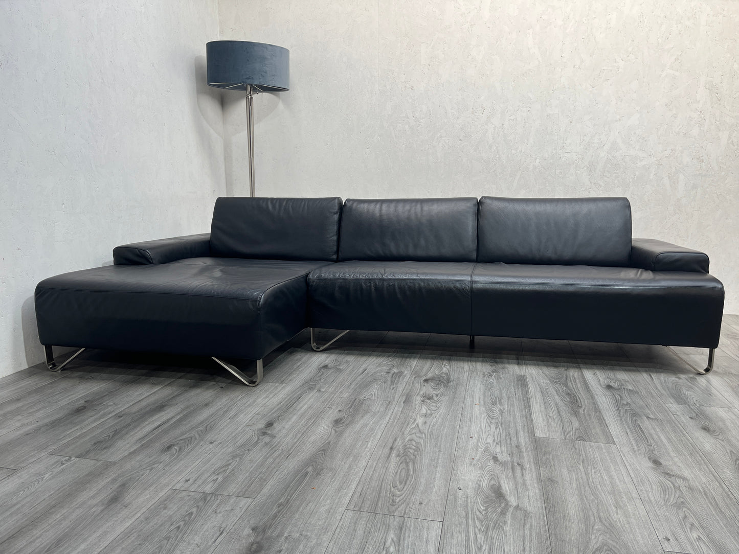 Zwarte Echt Lederen Natuzzi Hoekbank ~ Verstelbare Rugleuningen
