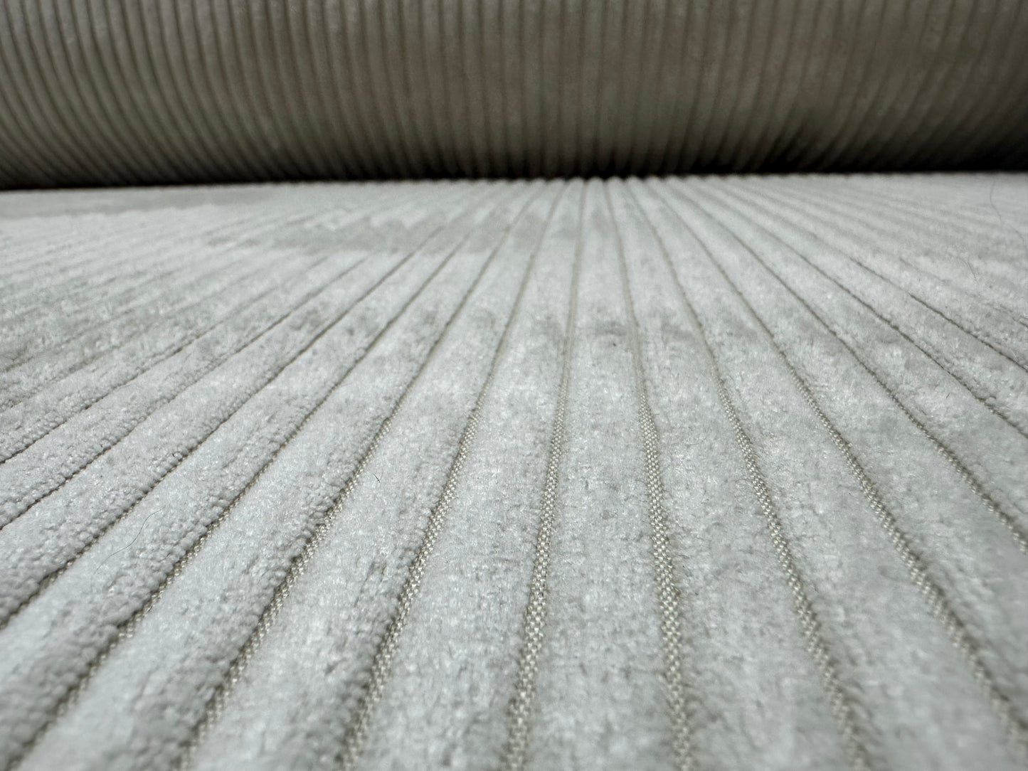 !Showroommodel! Witte Ribstof Hoekbank