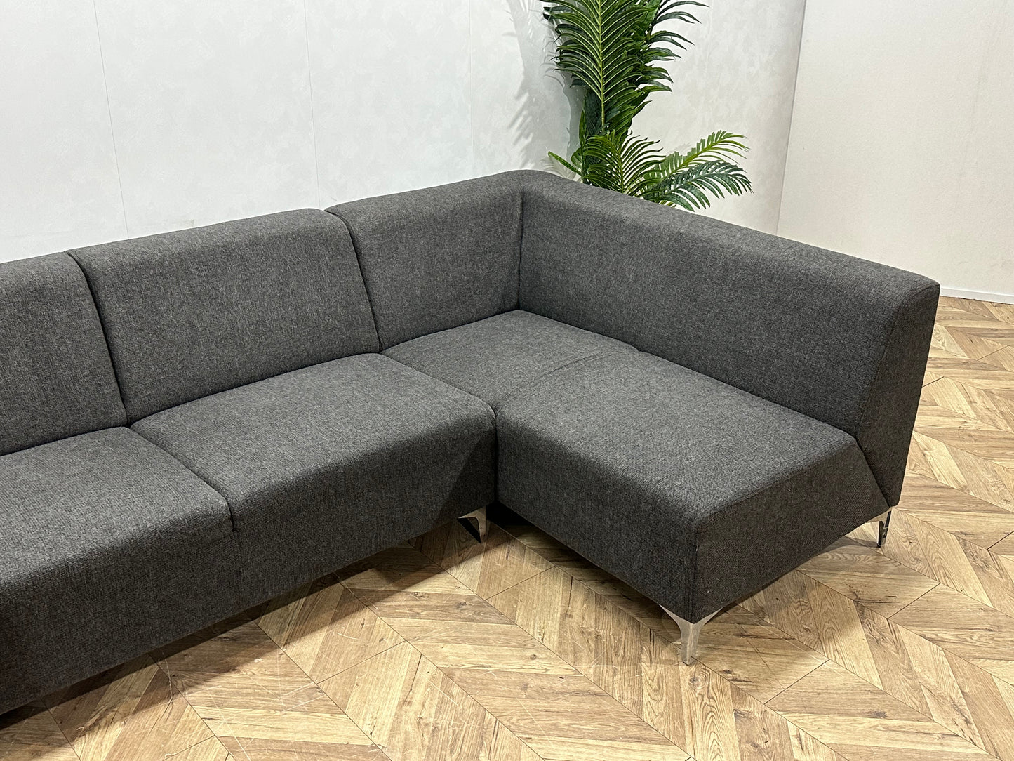 Antraciet Hoekbank Inc Hocker ~ Vaste Kussens