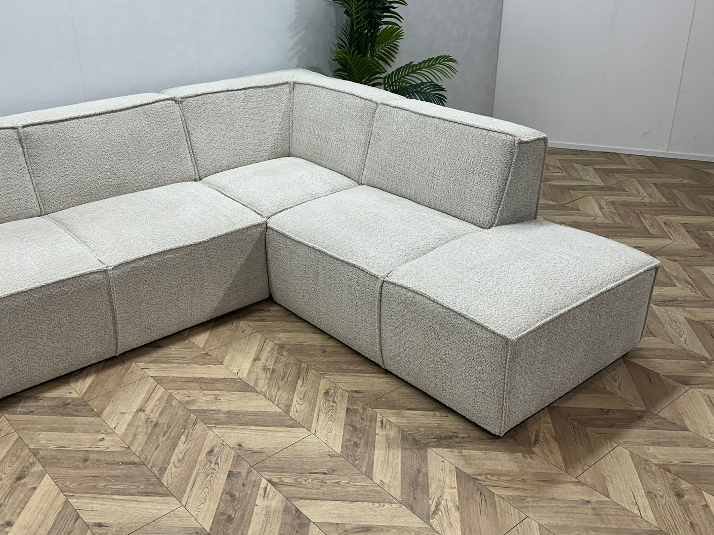 !Showroommodel! Witte/Crème Bouclé Hoekbank