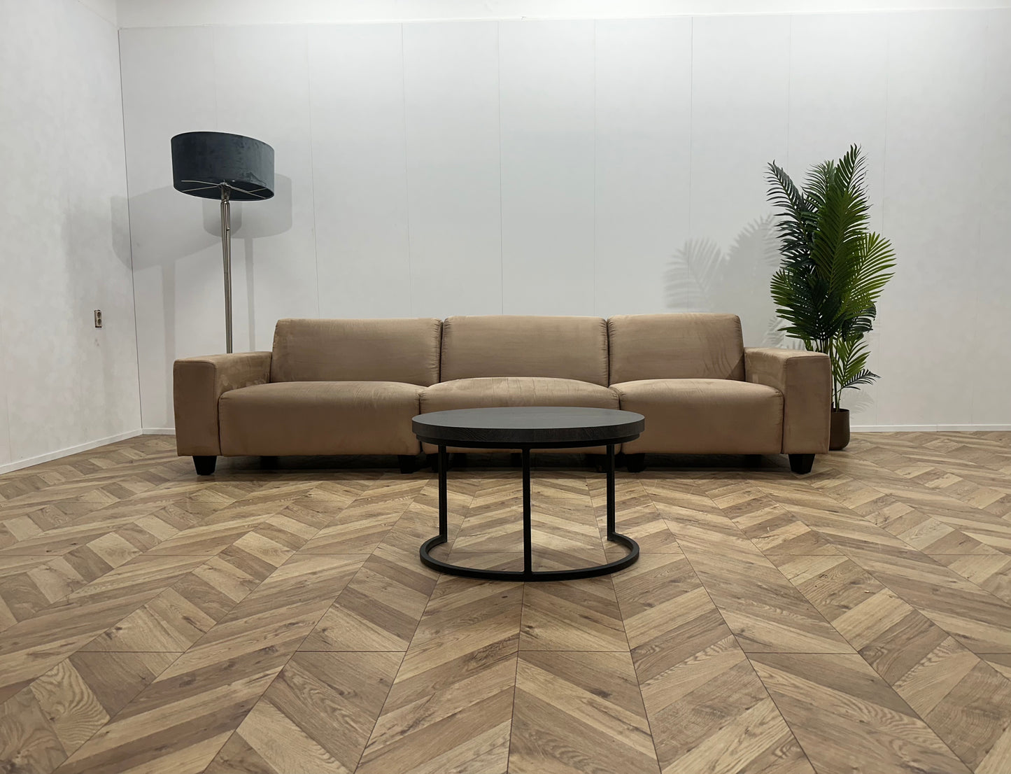 Kuka Roze Velvet 3,5-Zits Bank ~ Vaste Kussens