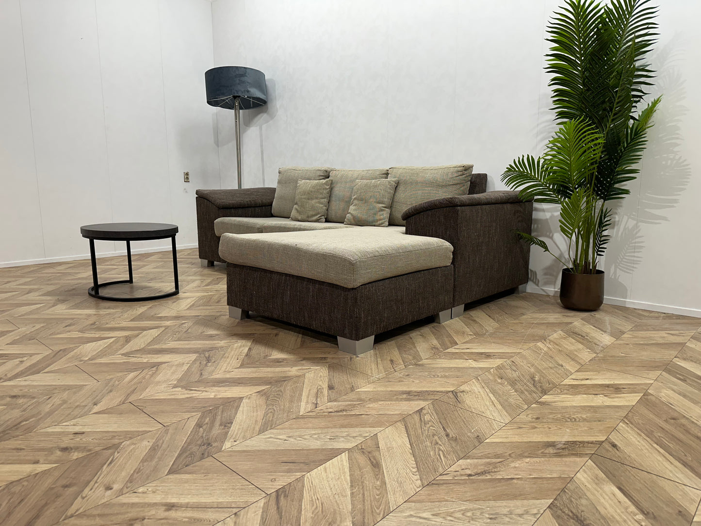 Bruin/Beige Hoekbank ~ Losse Kussens