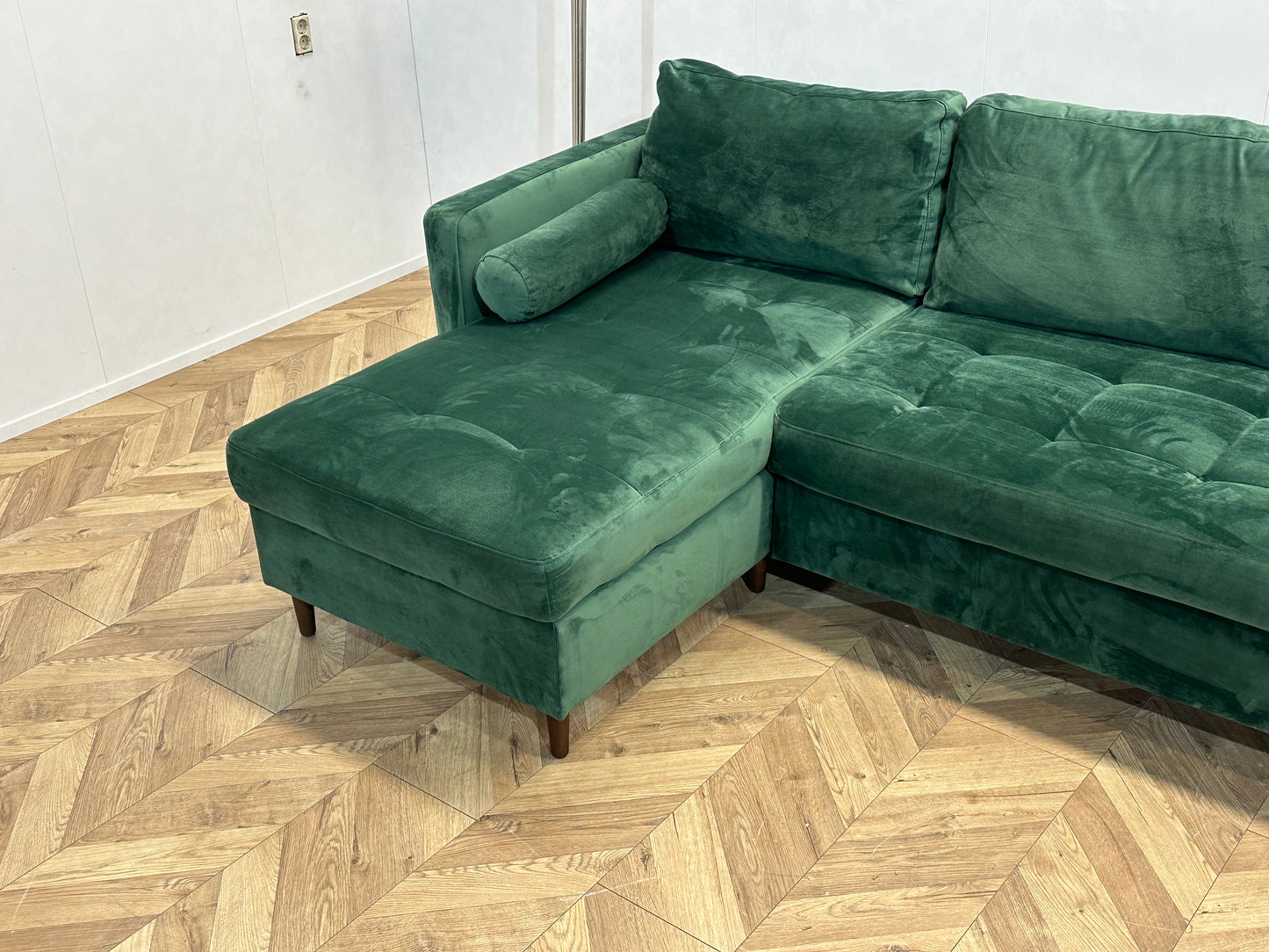 Groene Velvet Hoekbank ~ Opbergruimte ~ Nieuwstaat