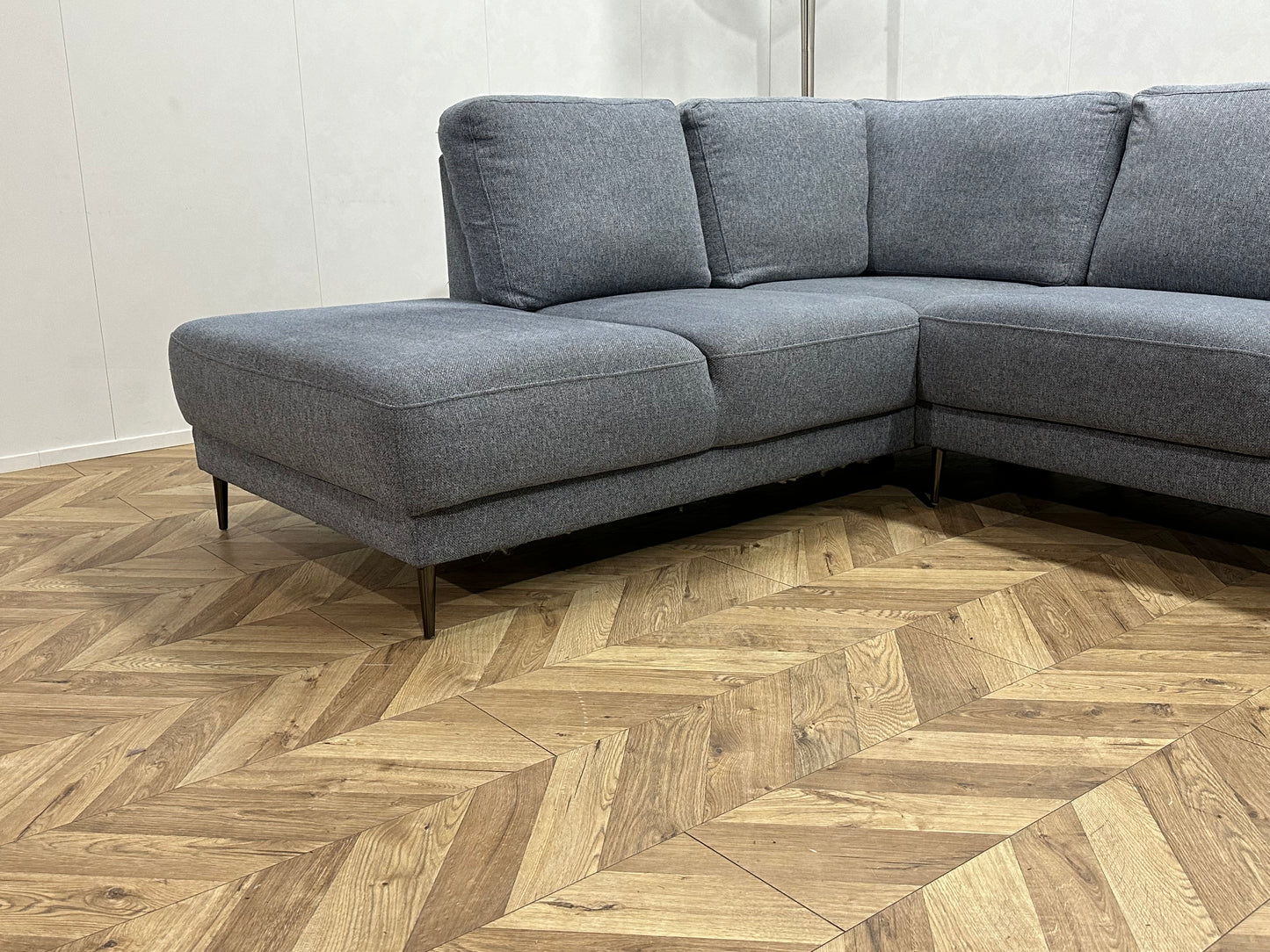 Licht Blauwe/Grijze U Bank ~ Losse RugKussens Met Afneembare Hoezen