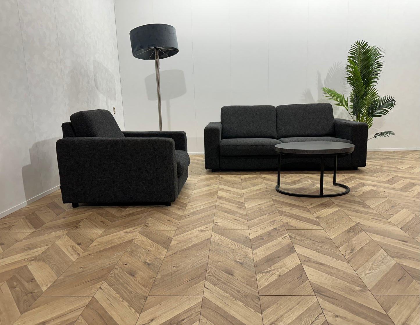 N-Joy Antraciet 2,5-Zits Bank Inc. Fauteuil ~ Vaste Kussens