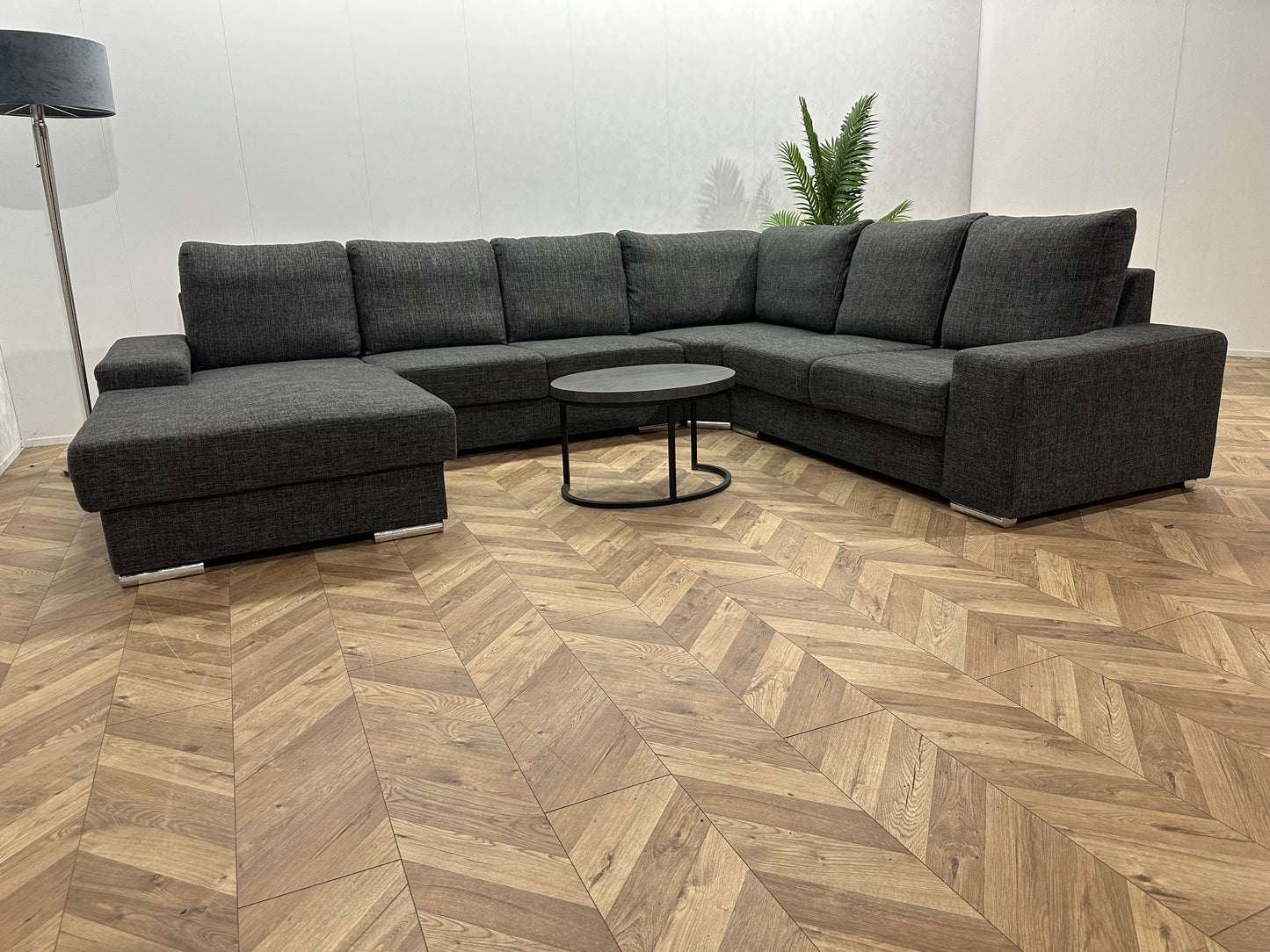 Antraciet U Bank ~ Losse Rugkussens Met Afneembare Hoezen