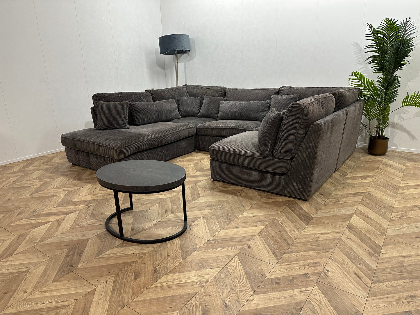 Antraciet Ribstof U Bank ~ Losse Kussens Met Afneembare Hoezen