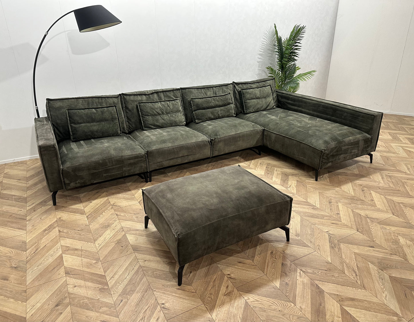 Room108 Groene Velvet U Bank ~ Losse Kussens Met Afneembare Hoezen