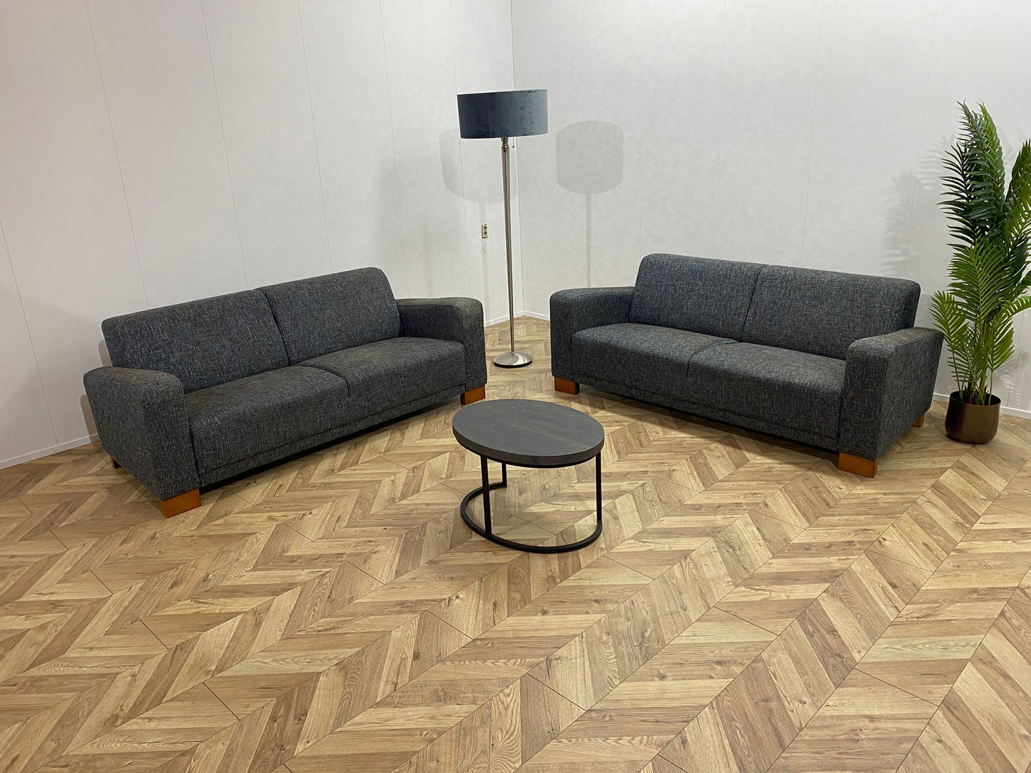 IN.HOUSE Grijs/Blauwe Banken Set ~ Vaste Kussens