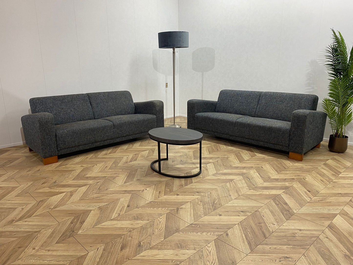 IN.HOUSE Grijs/Blauwe Banken Set ~ Vaste Kussens