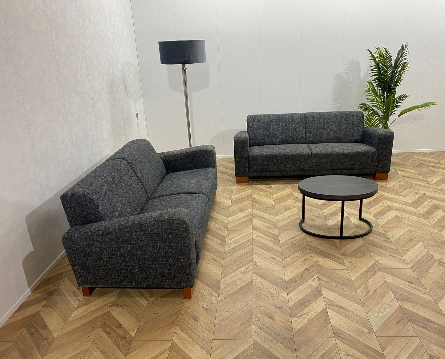 IN.HOUSE Grijs/Blauwe Banken Set ~ Vaste Kussens