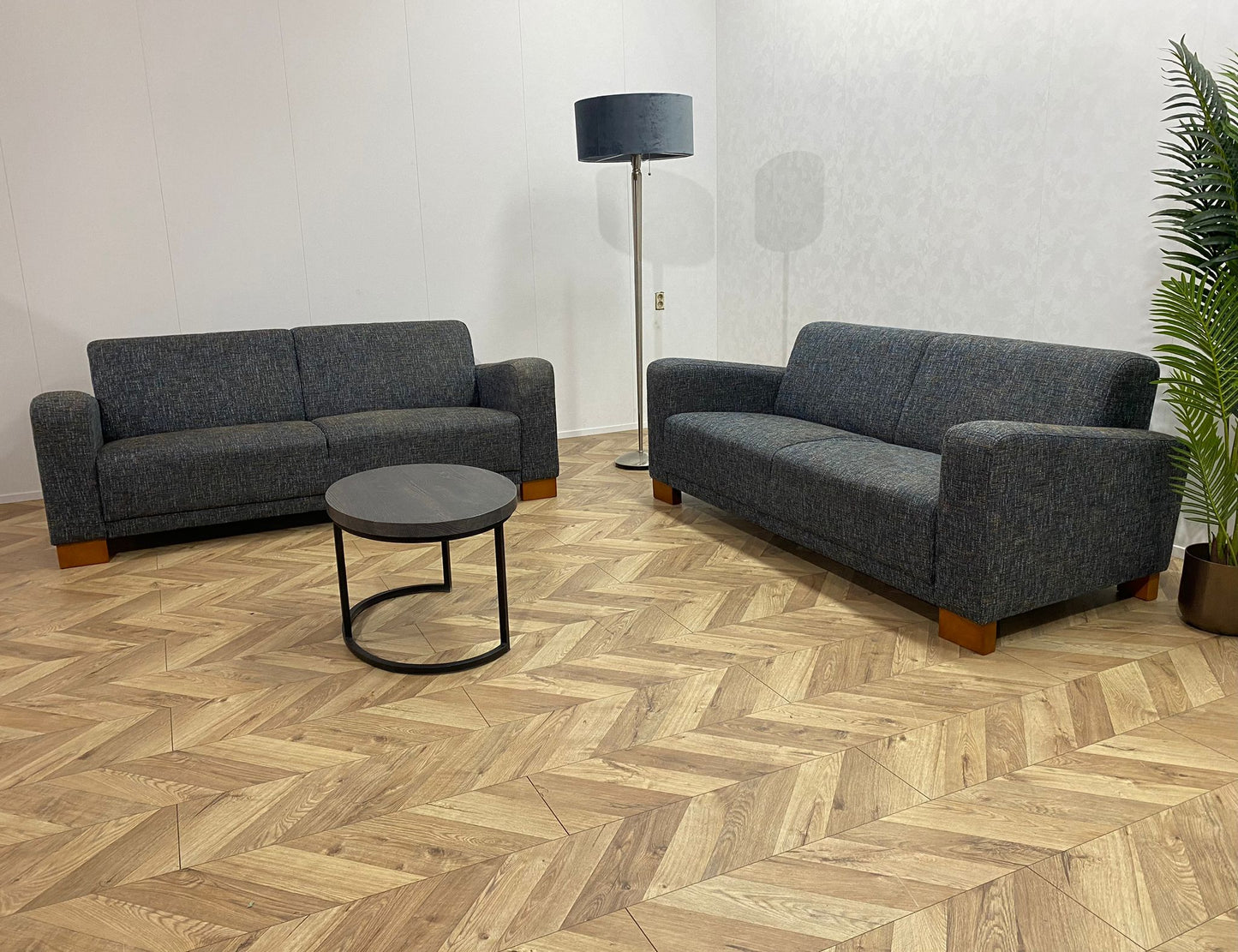 IN.HOUSE Grijs/Blauwe Banken Set ~ Vaste Kussens