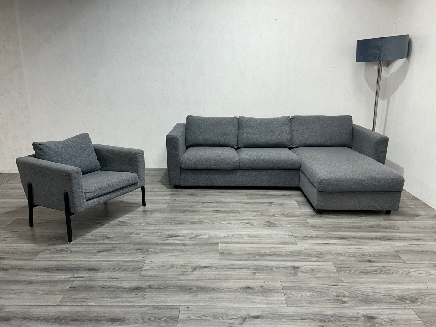 Licht Grijze Hoekbank Inc. Fauteuil ~ Opbergruimte ~ Nieuwstaat