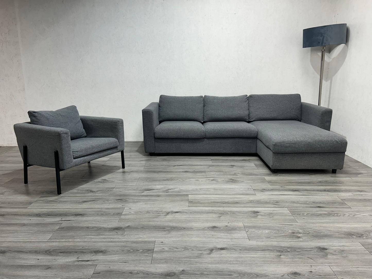 Licht Grijze Hoekbank Inc. Fauteuil ~ Opbergruimte ~ Nieuwstaat