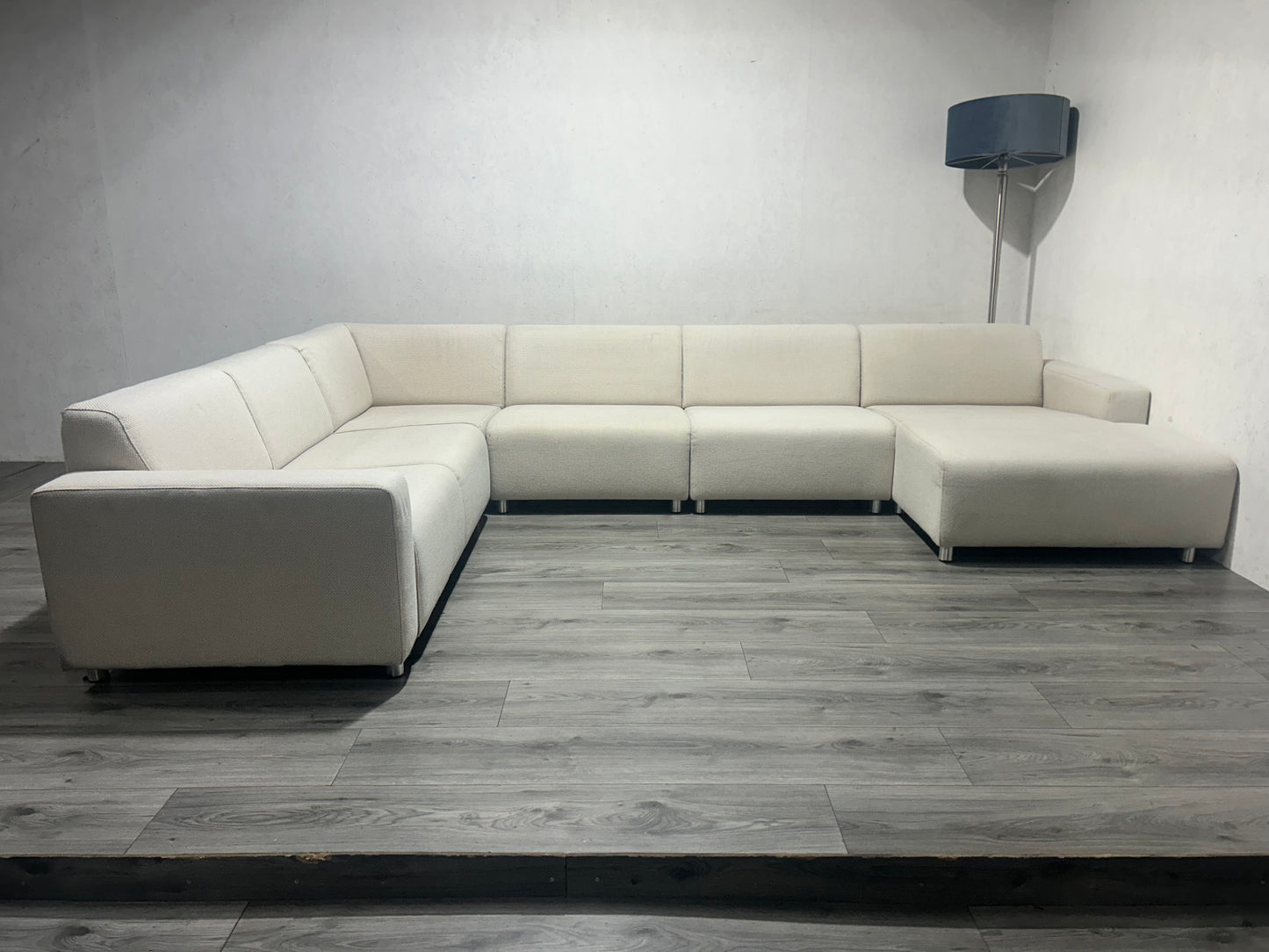Licht Beige/Creme U Bank ~ Vaste Kussens