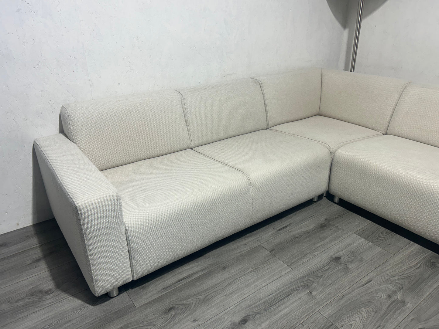 Licht Beige/Creme U Bank ~ Vaste Kussens