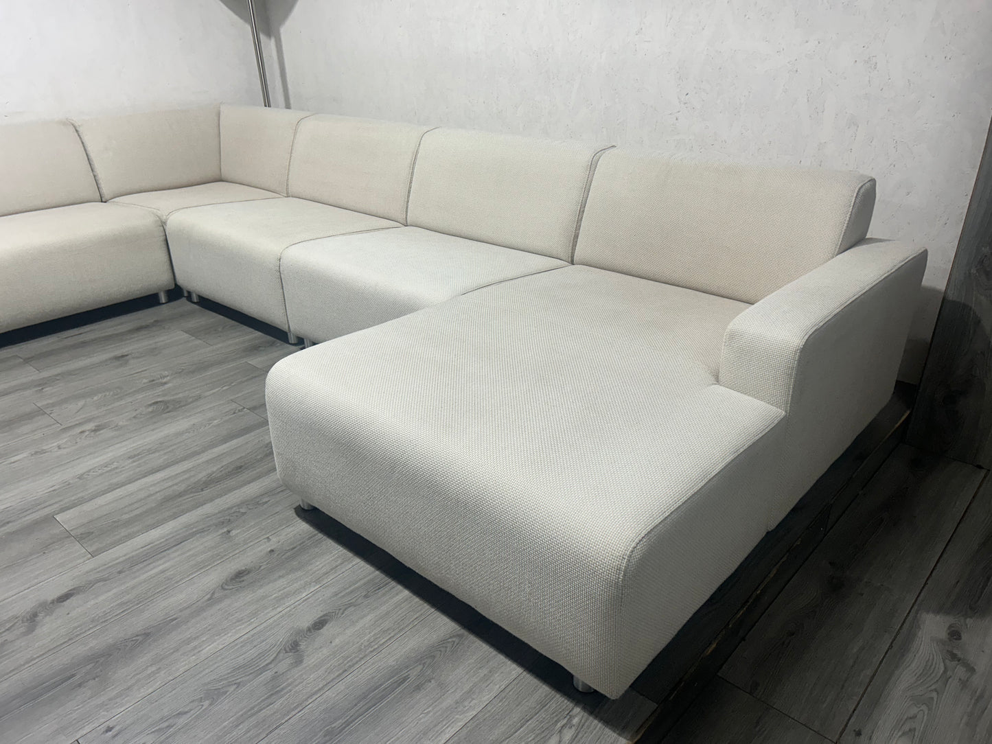 Licht Beige/Creme U Bank ~ Vaste Kussens