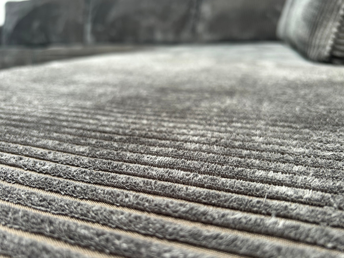 Antraciet Ribstof Hoekbank ~ Nieuwstaat