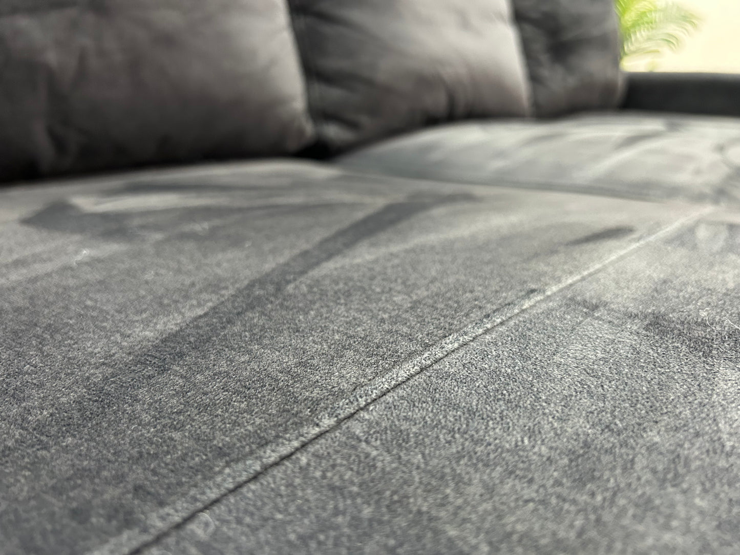 Antraciet Velvet Hoekbank ~ Nieuwstaat