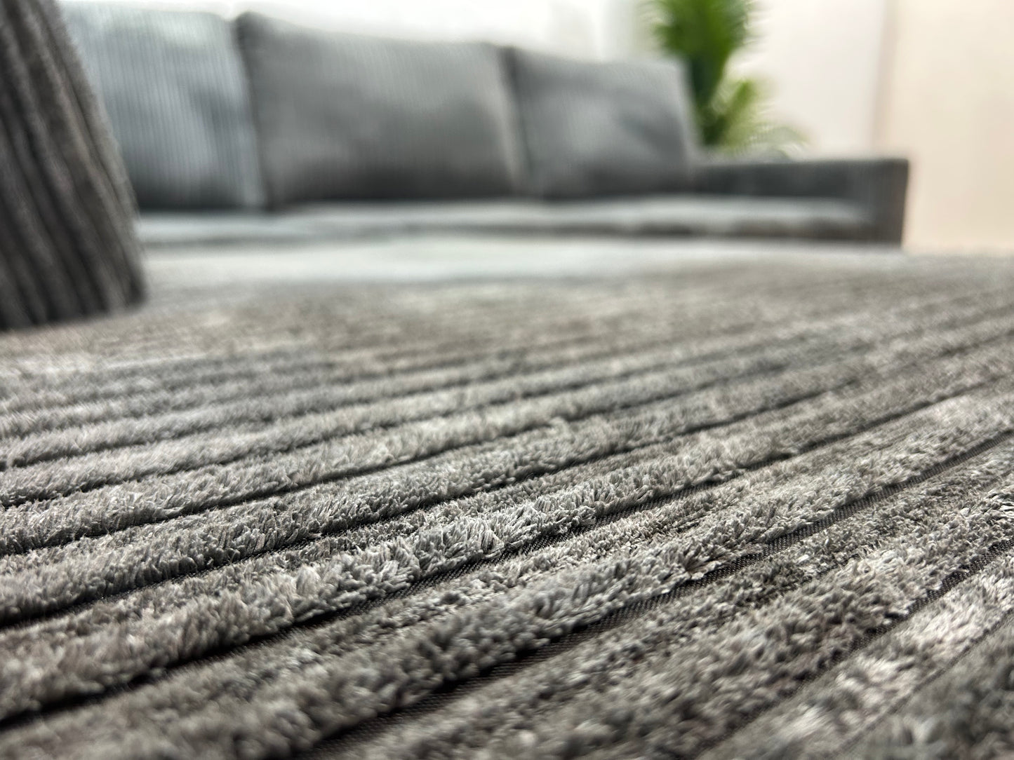 Grijze Ribstof Hoekbank ~ Losse Kussens Met Afneembare Hoezen