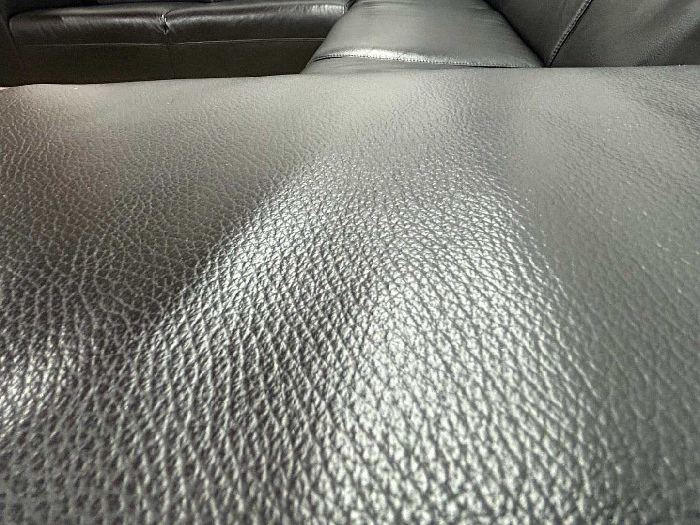 Zwarte Echt Lederen Hoekbank ~ Nieuwstaat