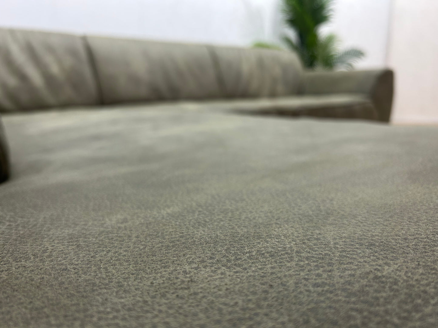 Camo Groene lederen Hoekbank ~ Vaste Kussens