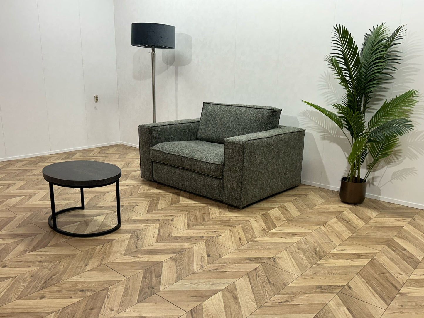 Grijs/Groene Fauteuil ~ Losse Kussens Met Afneembare Hoezen