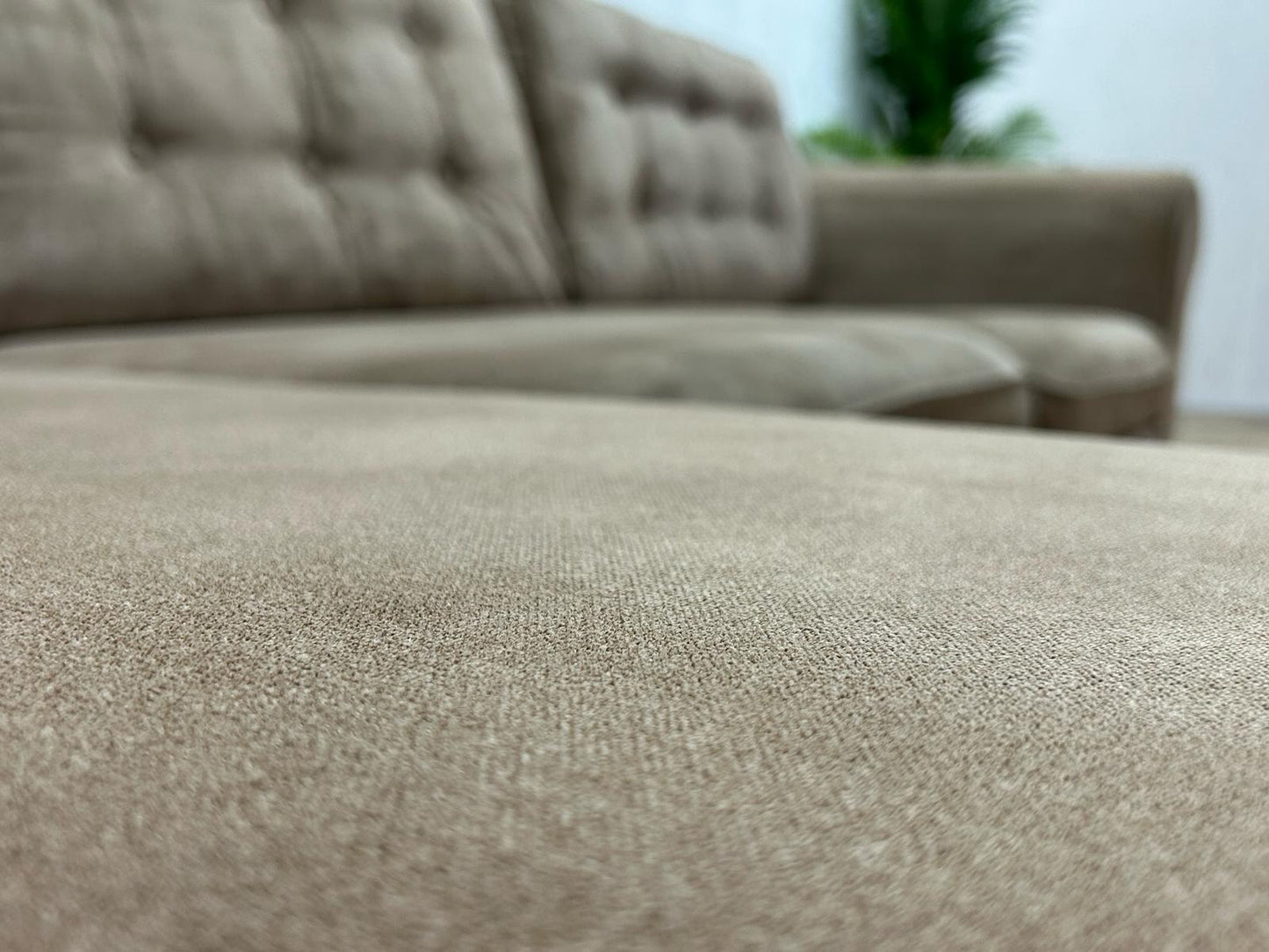 Beige Velvet Hoekbank ~ Losse Kussens Met Afneembare Hoezen