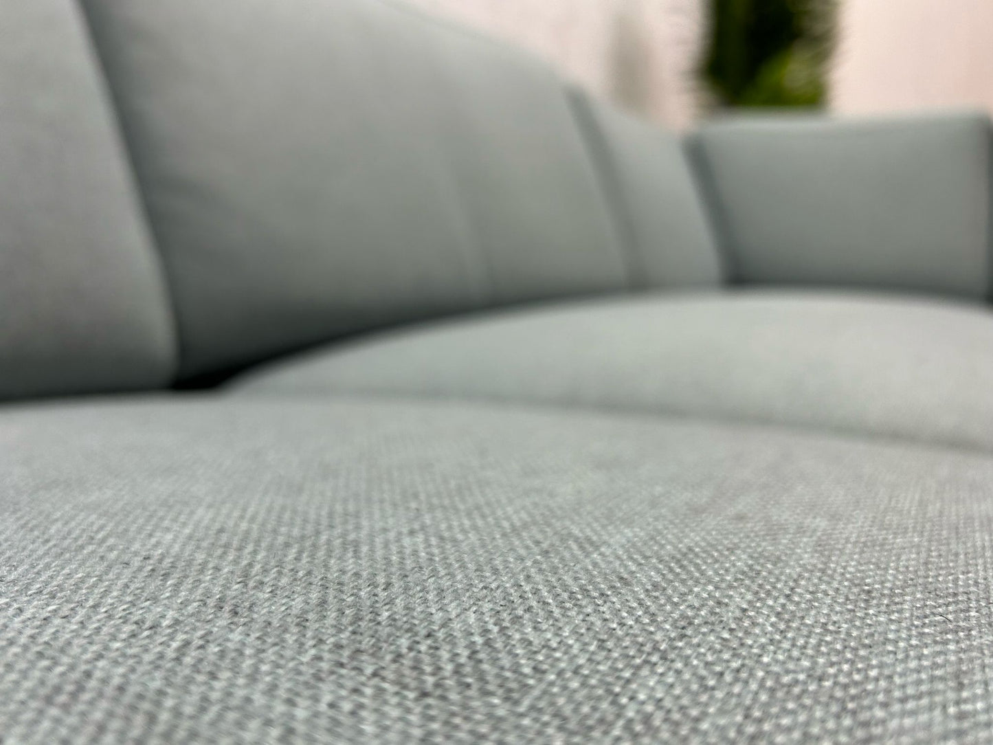 Licht Blauwe Hoekbank ~ Losse Rugkussens Met Afneembare Hoezen