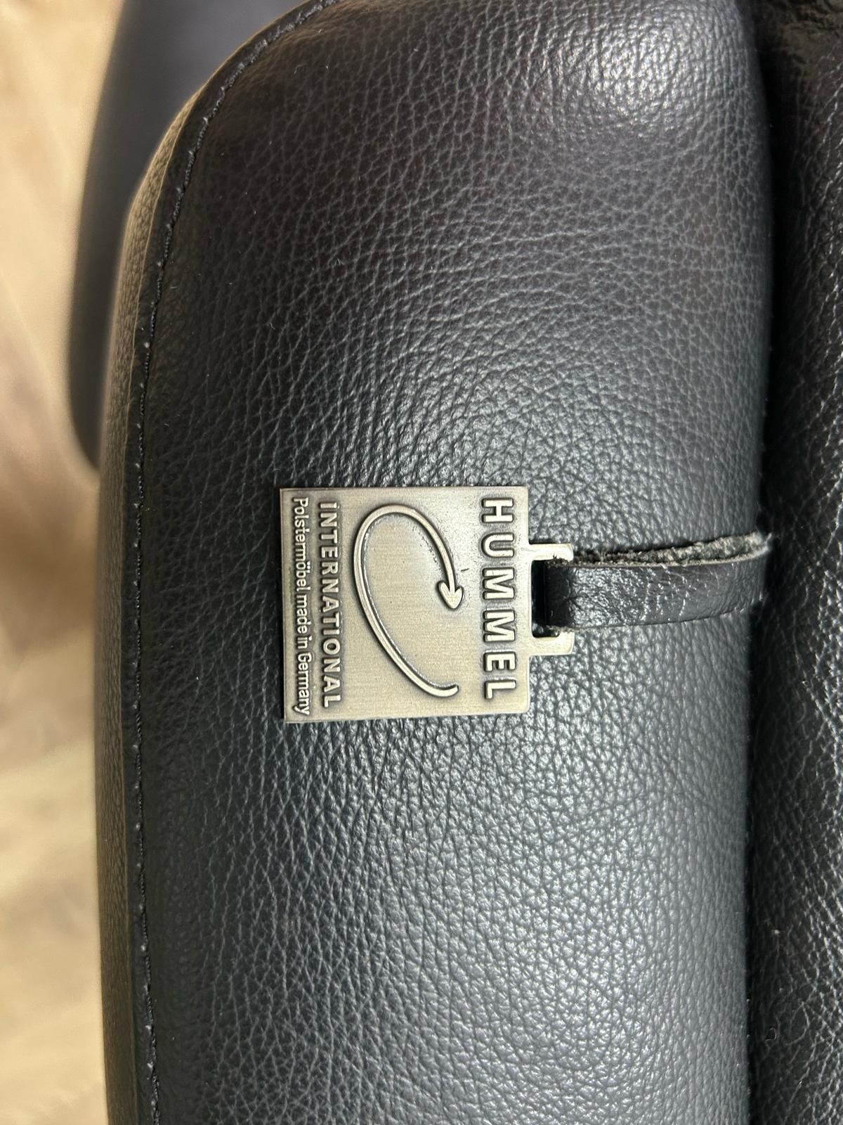 Hummel Zwarte Echt Lederen Hoekbank ~ Vaste Kussens