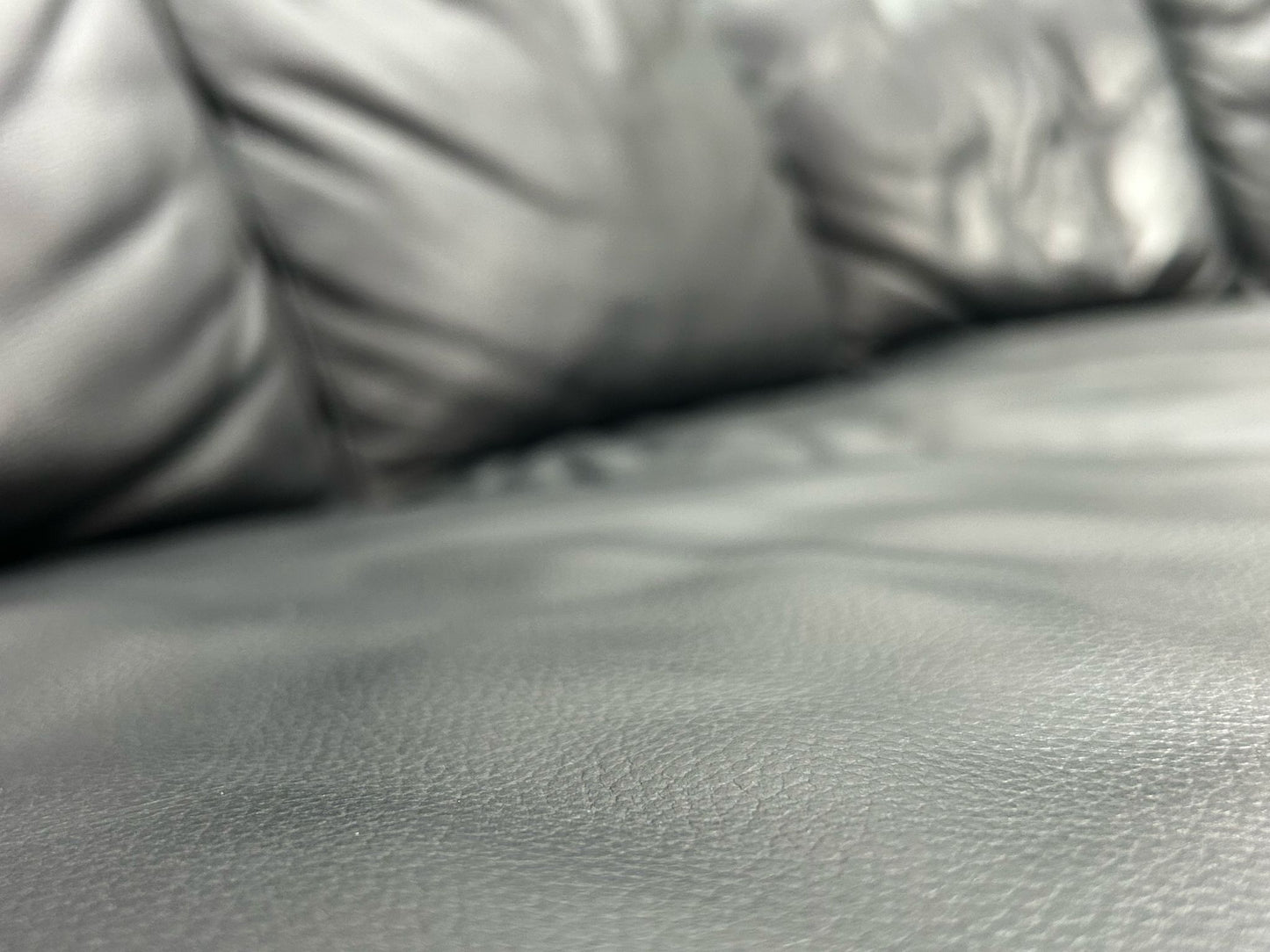 Zwarte Echt Lederen U bank ~ Vaste Kussens