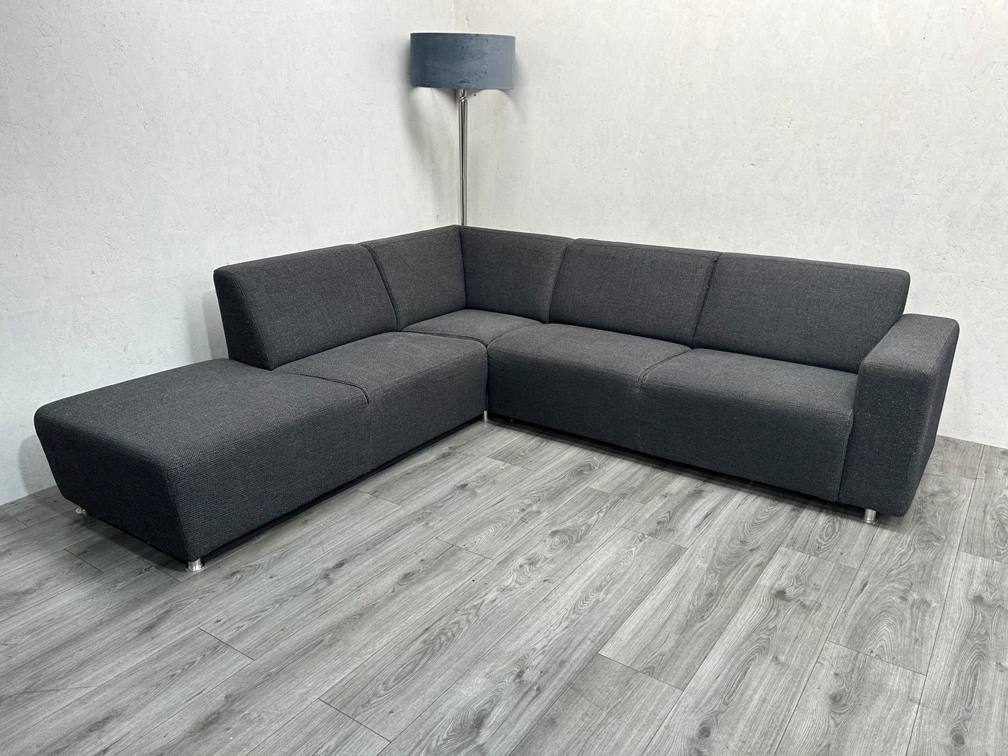Antraciet Hoekbank ~ Vaste Kussens - Banken Bazaar