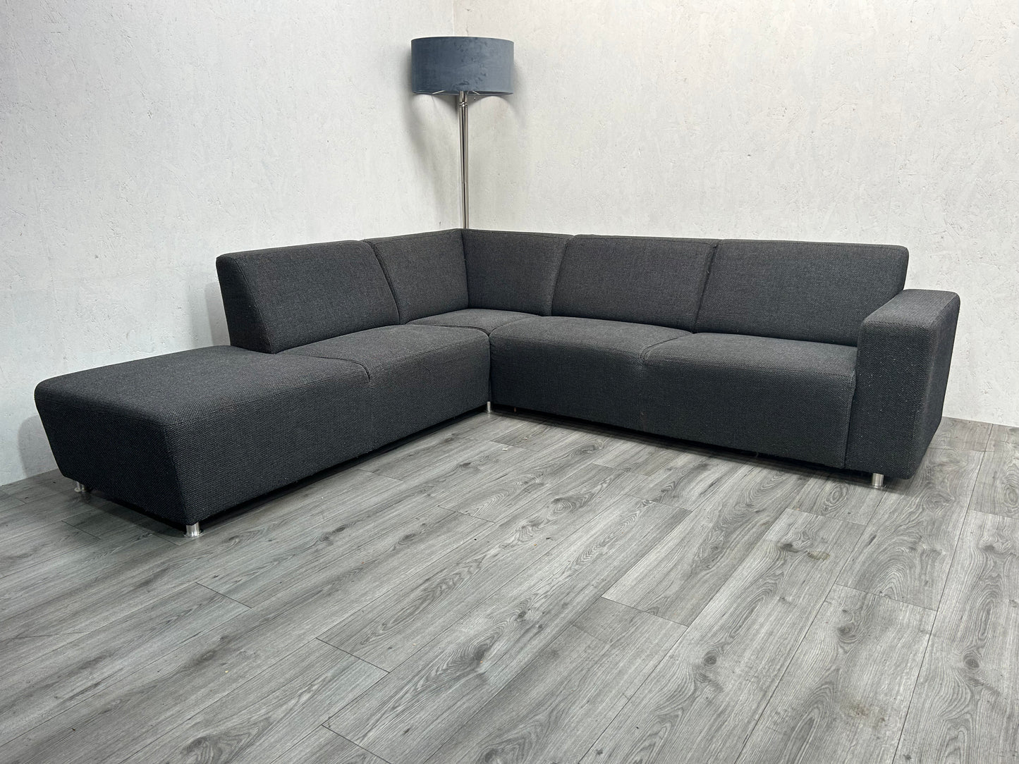 Antraciet Hoekbank ~ Vaste Kussens - Banken Bazaar