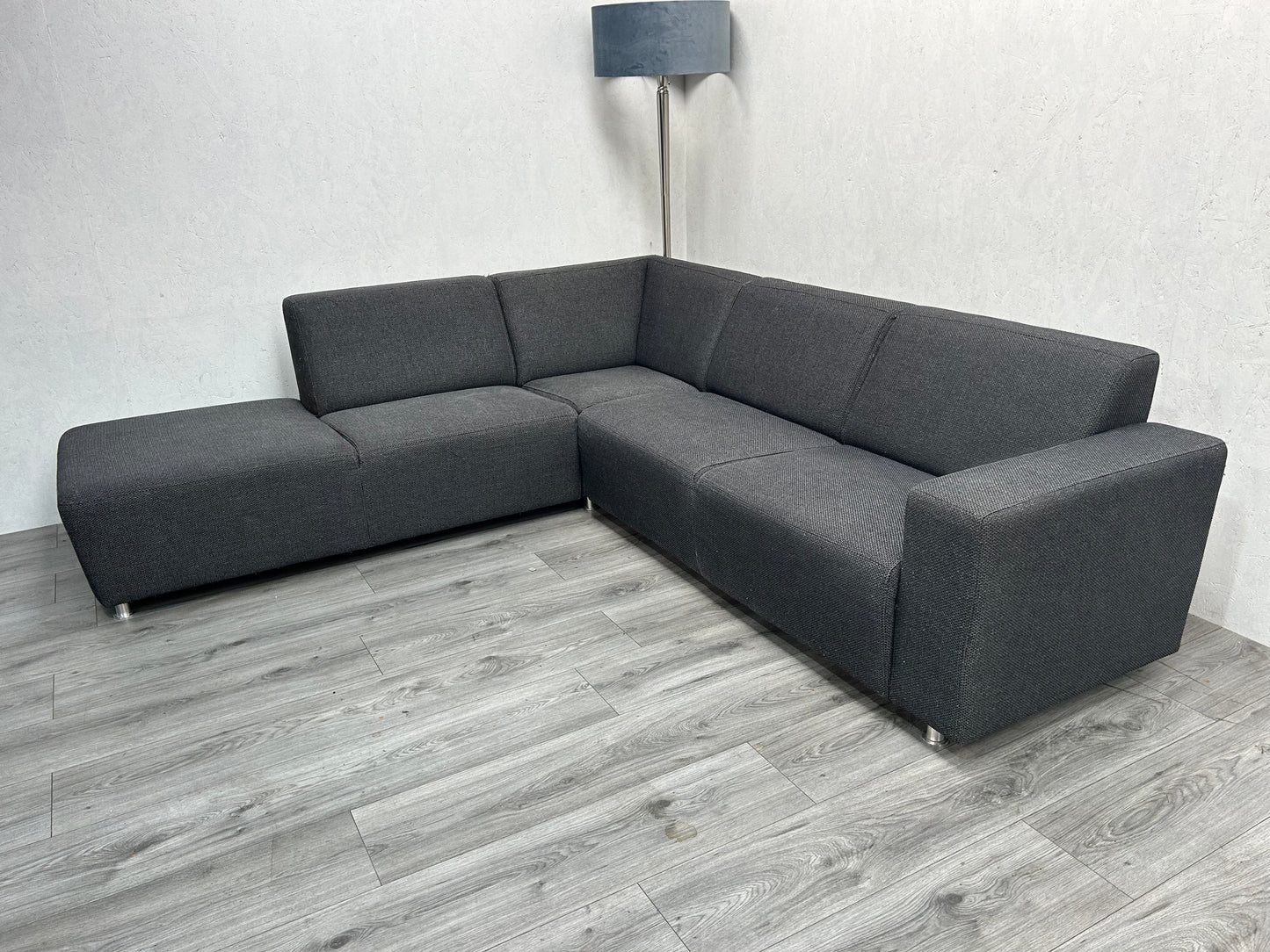 Antraciet Hoekbank ~ Vaste Kussens - Banken Bazaar