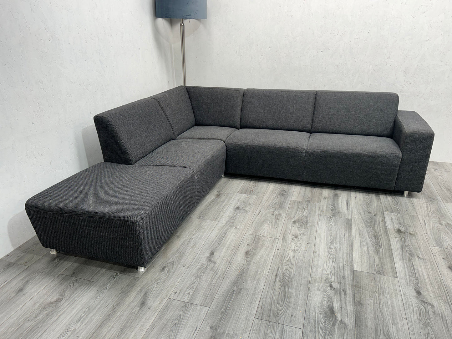 Antraciet Hoekbank ~ Vaste Kussens - Banken Bazaar