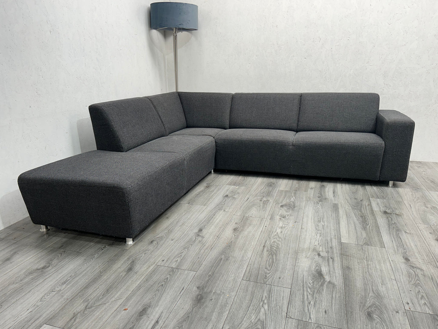 Antraciet Hoekbank ~ Vaste Kussens - Banken Bazaar