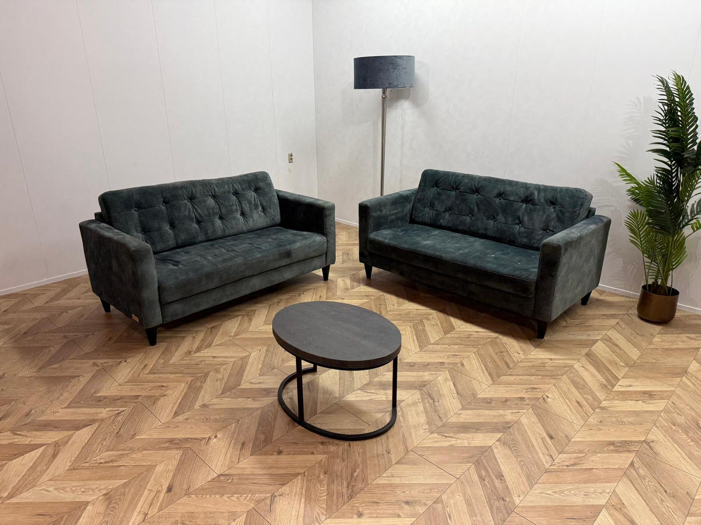 Umix Grijs/Groene Velvet Banken Set