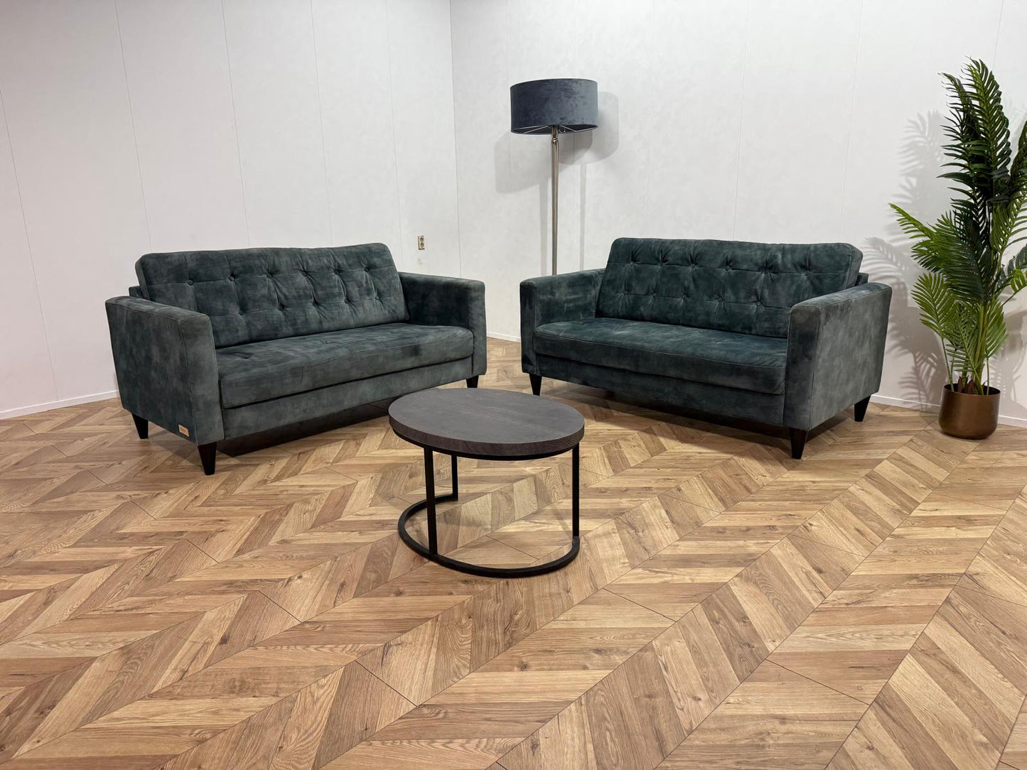 Umix Grijs/Groene Velvet Banken Set