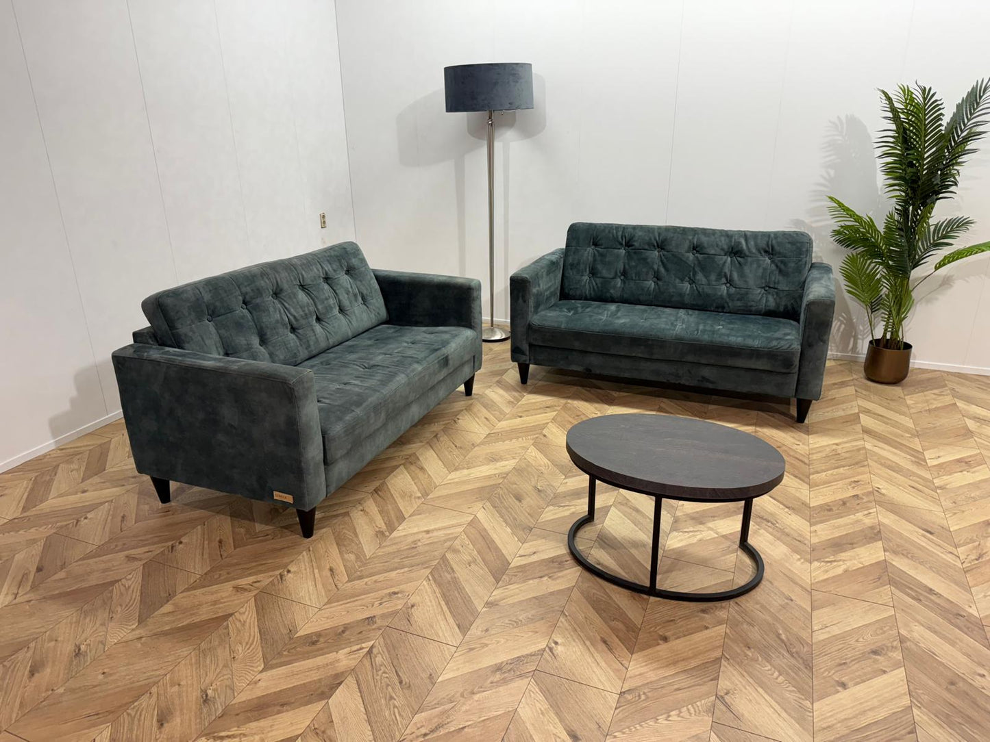 Umix Grijs/Groene Velvet Banken Set