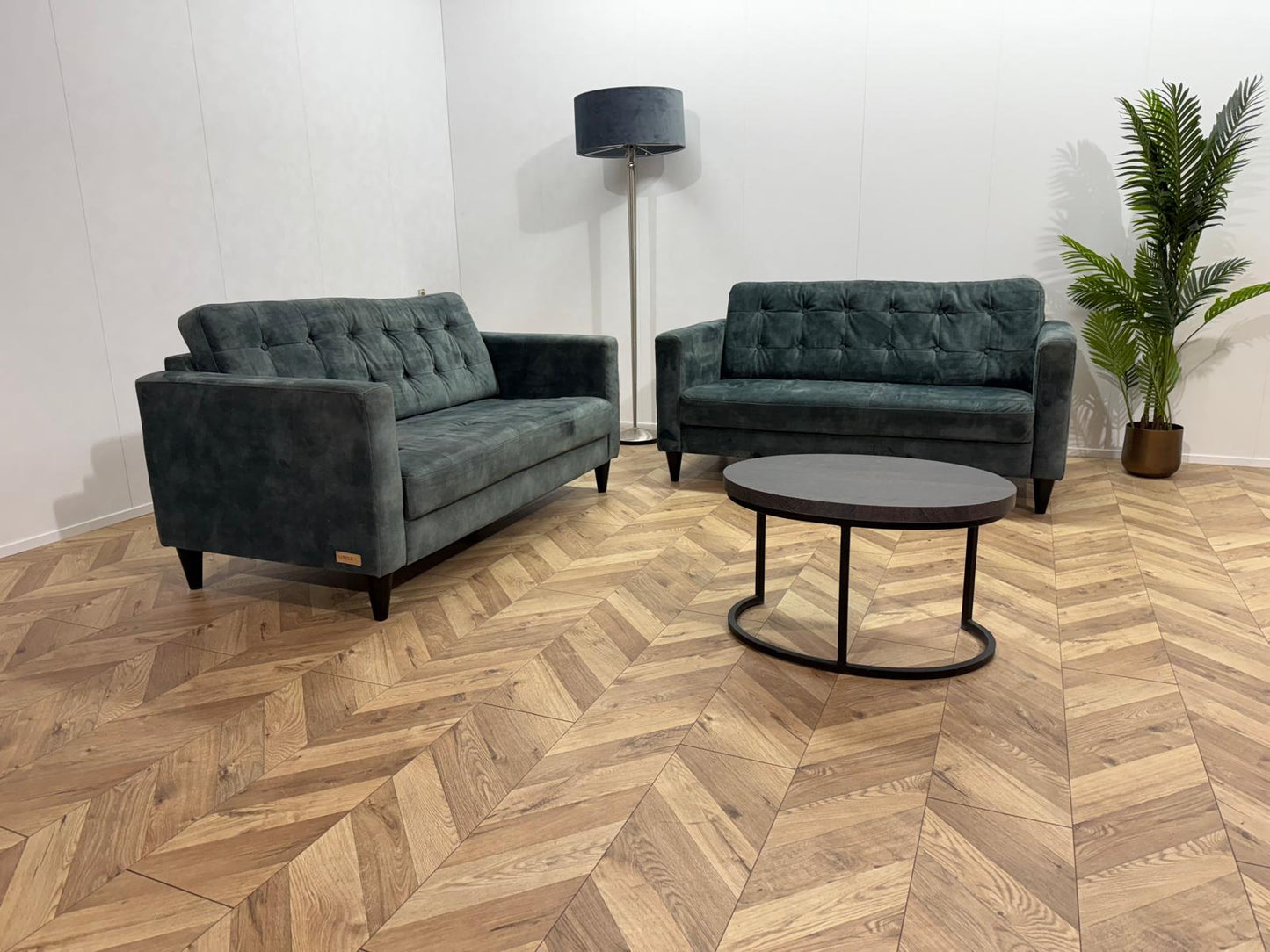 Umix Grijs/Groene Velvet Banken Set