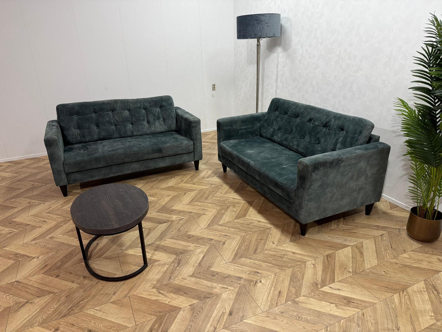 Umix Grijs/Groene Velvet Banken Set