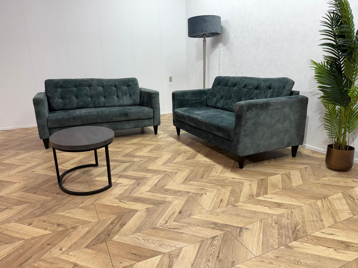 Umix Grijs/Groene Velvet Banken Set