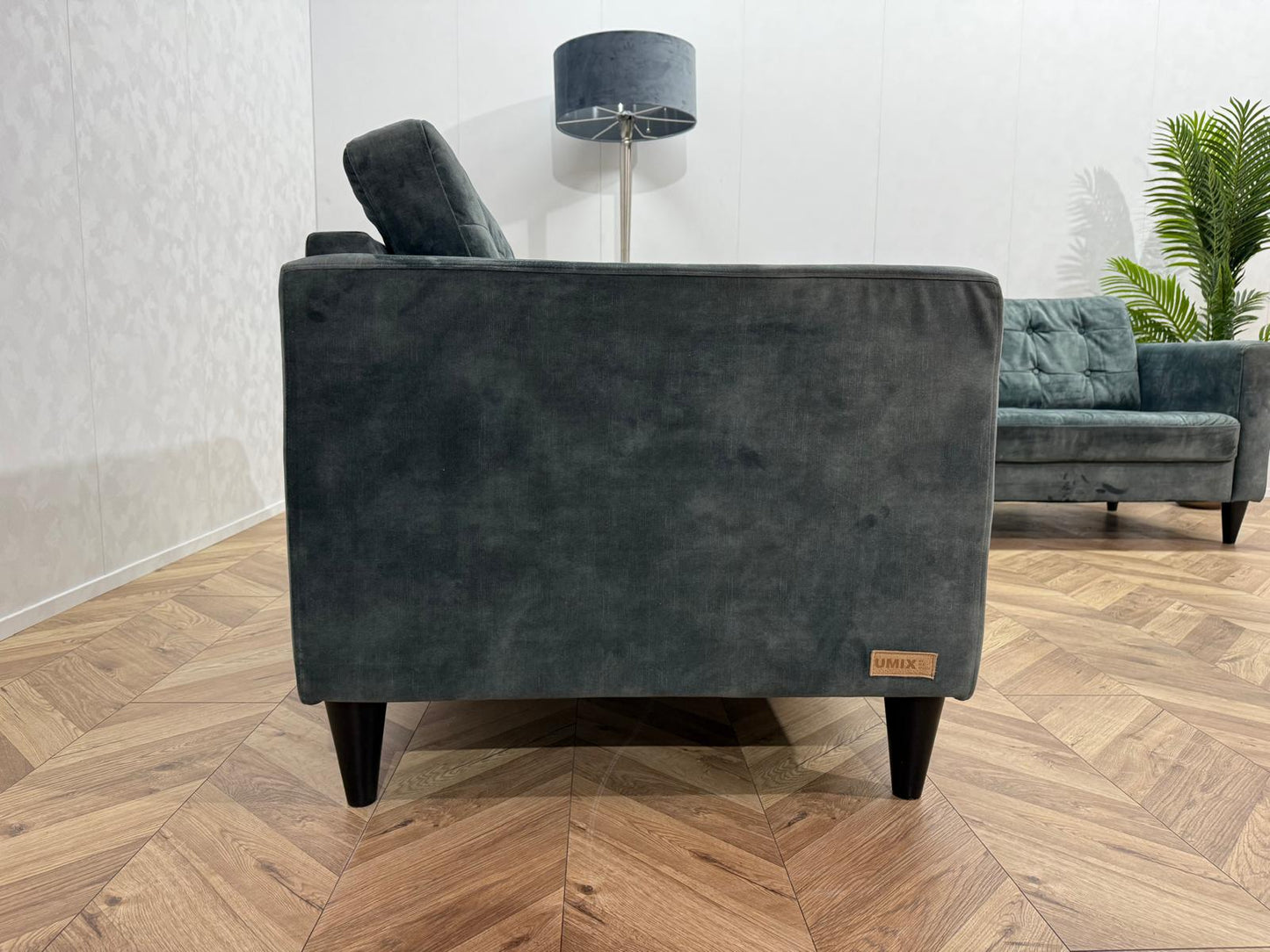 Umix Grijs/Groene Velvet Banken Set