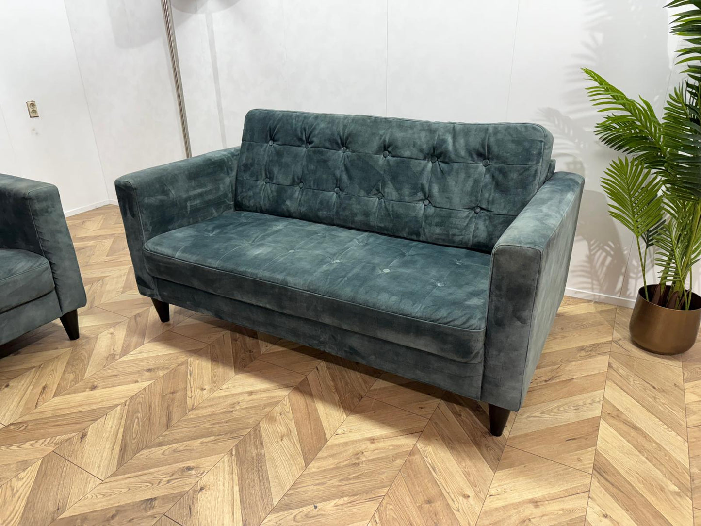 Umix Grijs/Groene Velvet Banken Set